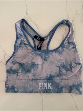 PINK Victoria's Secret Blue and pink Tie-Dye Activewear racer back Tank